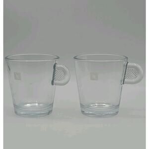 Nespresso Clear Glass Demitasse Cups with Pinch Handles Set of 2 Coffee 3" Tall